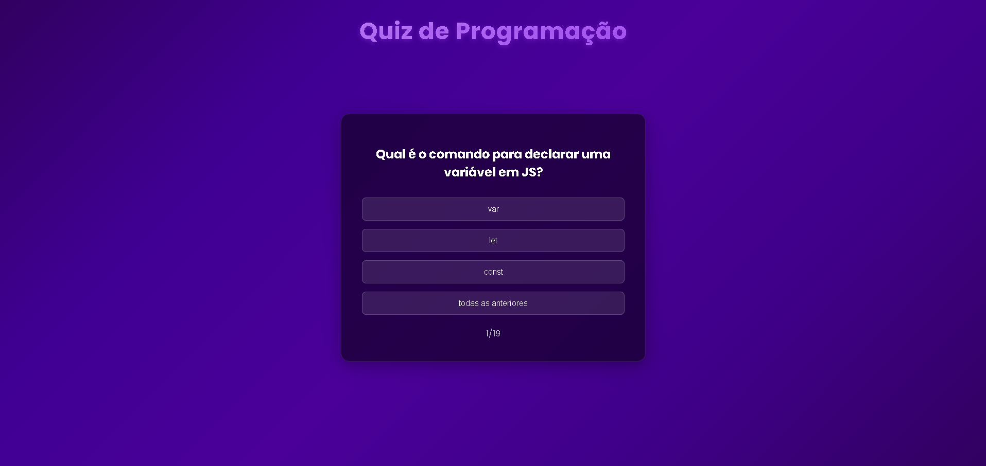 Preview Quiz de Programação